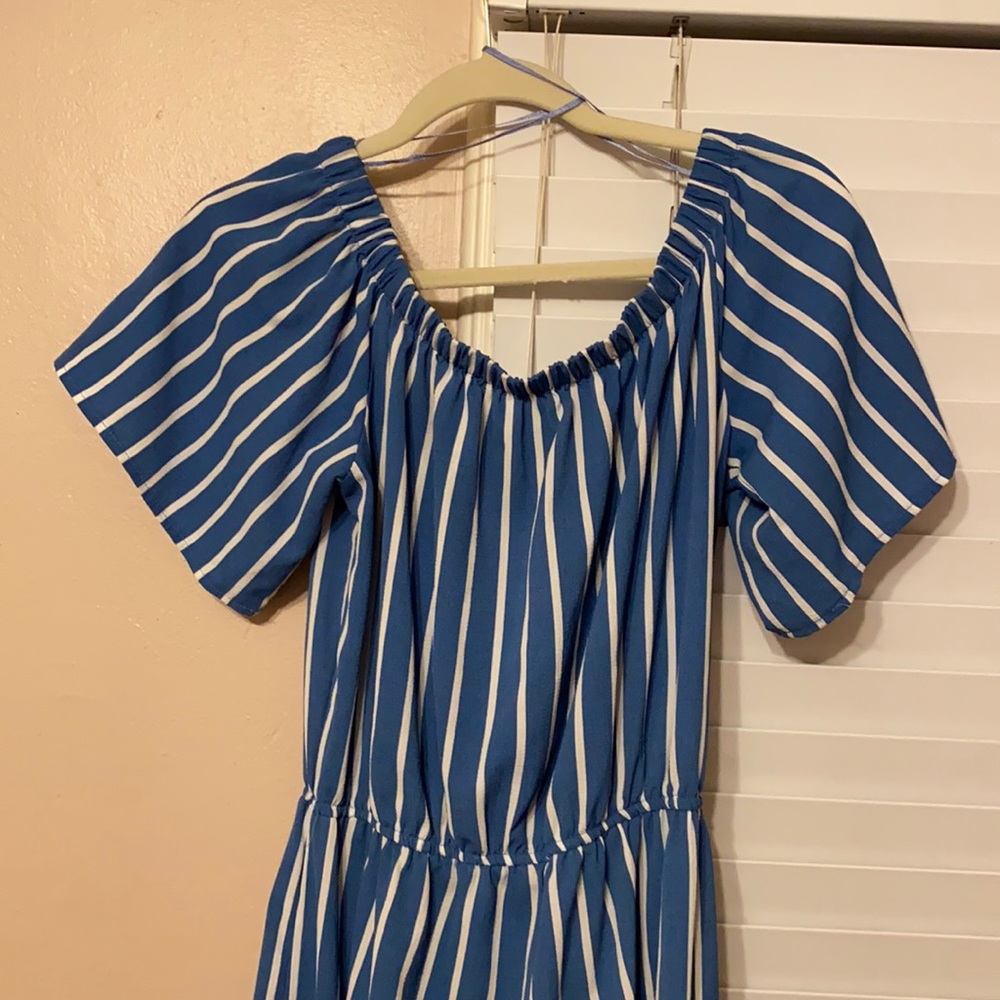 Blue and white jumpsuit